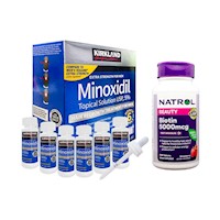 Minoxidil liquido 6 Uni+ Biotina natrol beauty 5000 mcg 1 Uni
